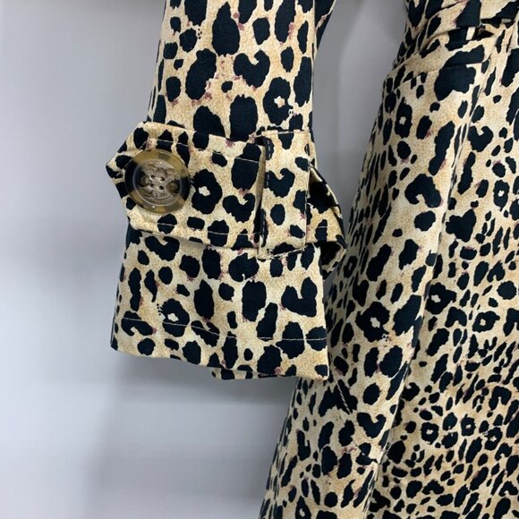Forever 21 Trench Coat Leopard Double Breasted Belted Lined - Picture 6 of 10
